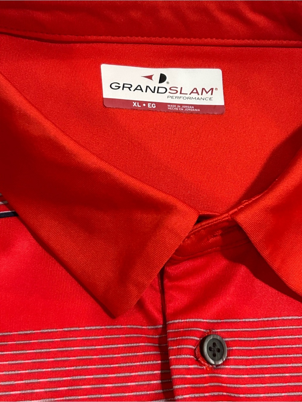Grand Slam Men's Bright Red Striped Performance Polo